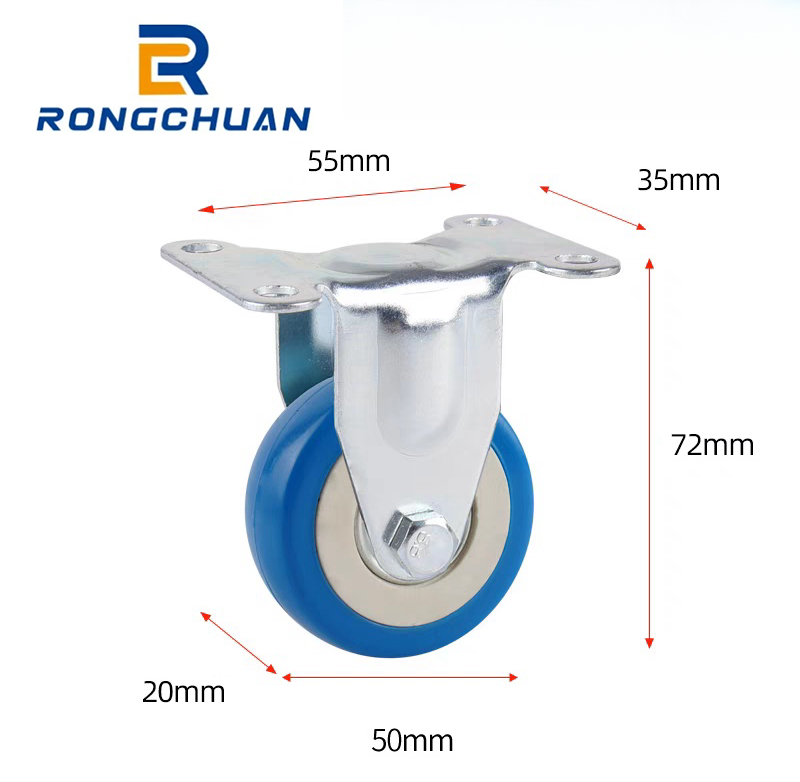 caster  2 inch PVC sky blue double axle wheel industrial pulley cold blade wheel small cart wheel universal wheel