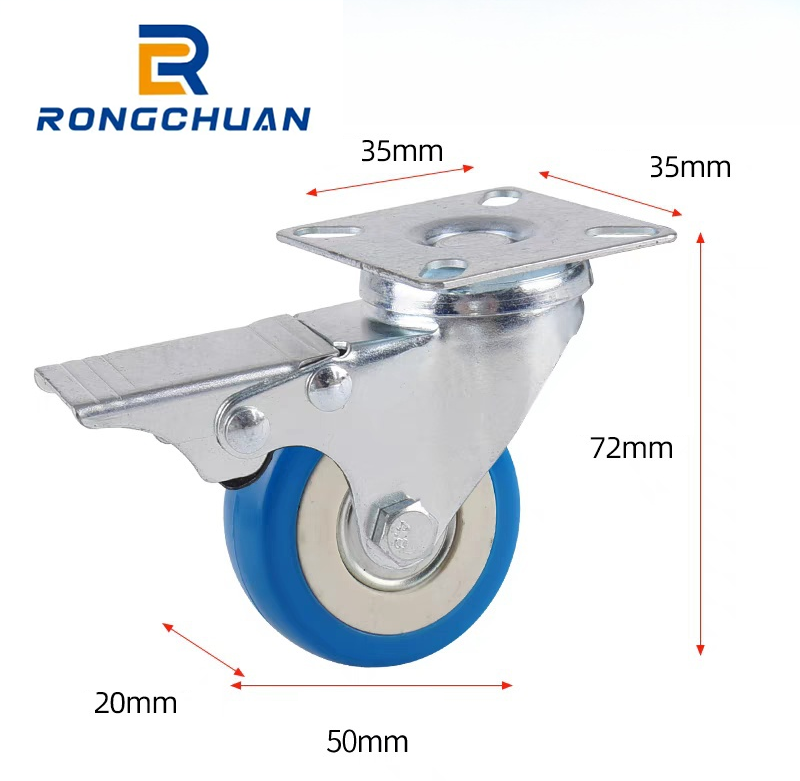 caster  2 inch PVC sky blue double axle wheel industrial pulley cold blade wheel small cart wheel universal wheel