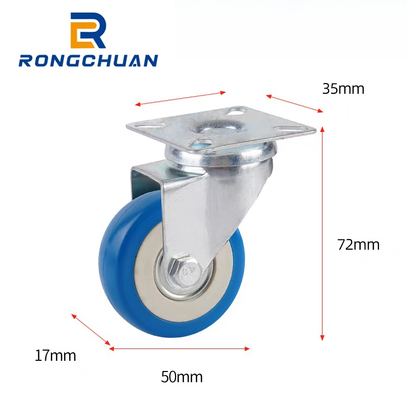 caster  2 inch PVC sky blue double axle wheel industrial pulley cold blade wheel small cart wheel universal wheel