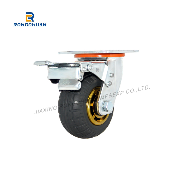4/5/6/8 inch High Quality  Heavy Duty Caster Grey Rubber Wheel Swivel type Beacon Wheel WIth Brake