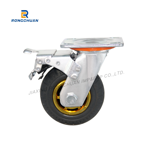 4/5/6/8 inch High Quality  Heavy Duty Caster Grey Rubber Wheel Swivel type Beacon Wheel WIth Brake