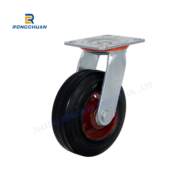4/5/6/8 Inch High Quality Heavy duty Iron Core Rubber Caster Wheel Swivel