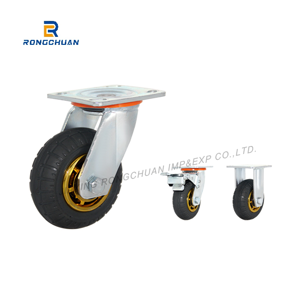 4/5/6/8 inch High Quality  Heavy Duty Caster Grey Rubber Wheel Swivel type Beacon Wheel WIth Brake