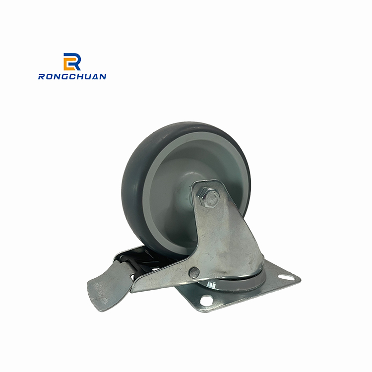 High Quality 4 Inch TPR Tread With PP Core Integral Bearing Caster Wheel European Style Swivel With Brake