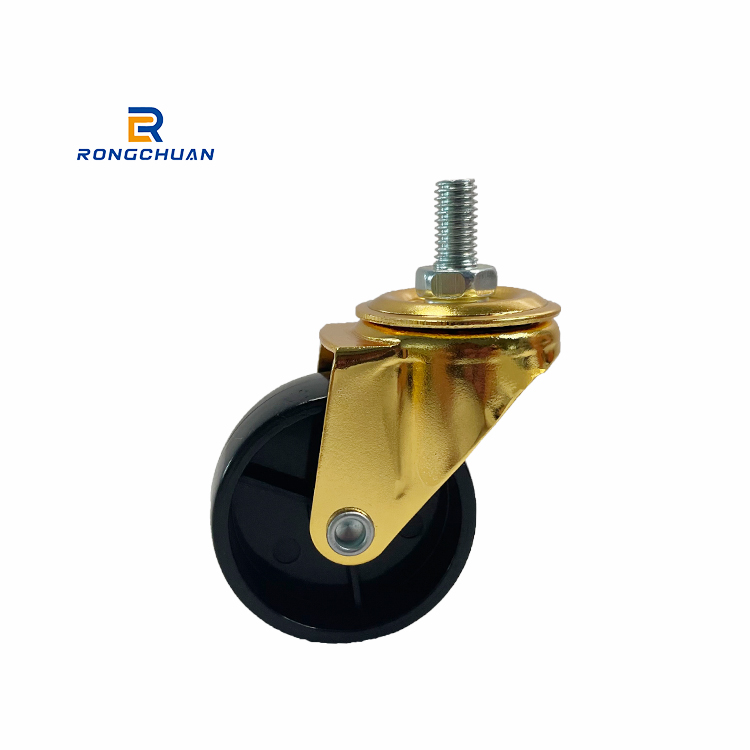 High Quality Black PP Caster Wheel For Furniture Luxury Style Swivel Golden Bracket Load 10 to 45 KG