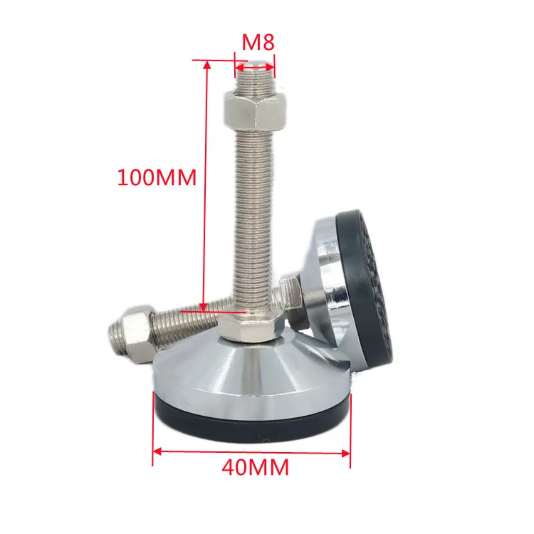 M8/10/12 Machine Leveler Stainless Steel Black Rubber Steel Adjustable Foot for Ground Mounting