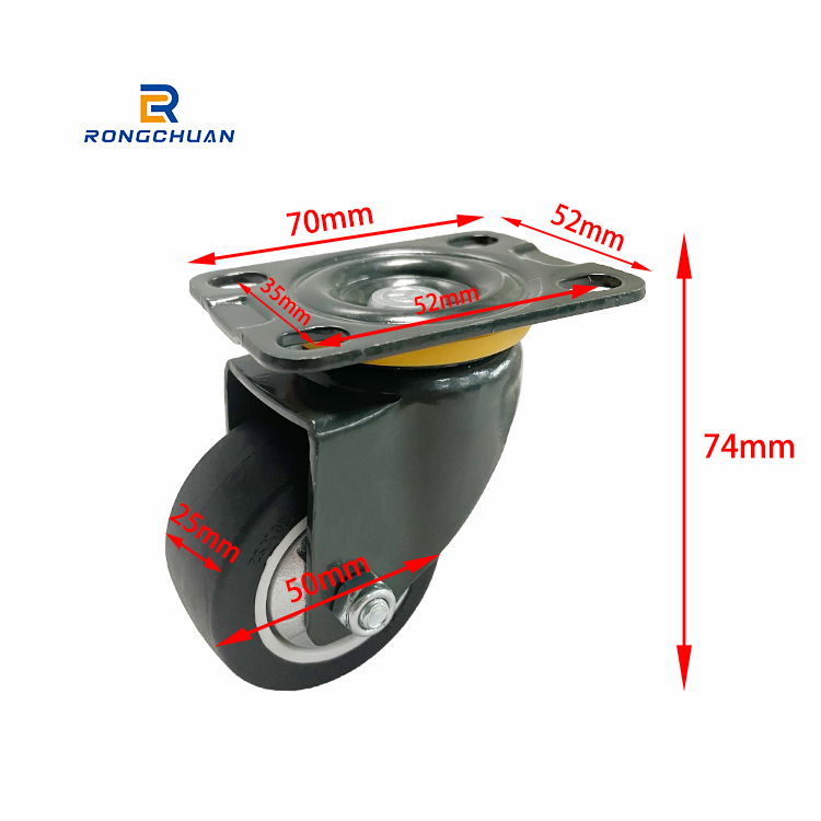 2 Inch Green Bracket Caster Black PU Tread With Silver PP Core Swivel With Double Brake