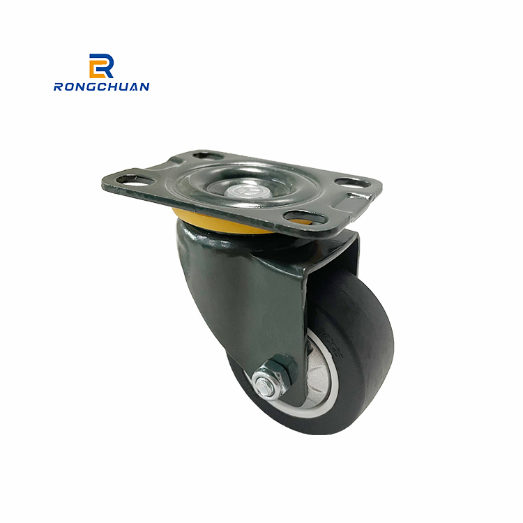2 Inch Green Bracket Caster Black PU Tread With Silver PP Core Swivel With Double Brake