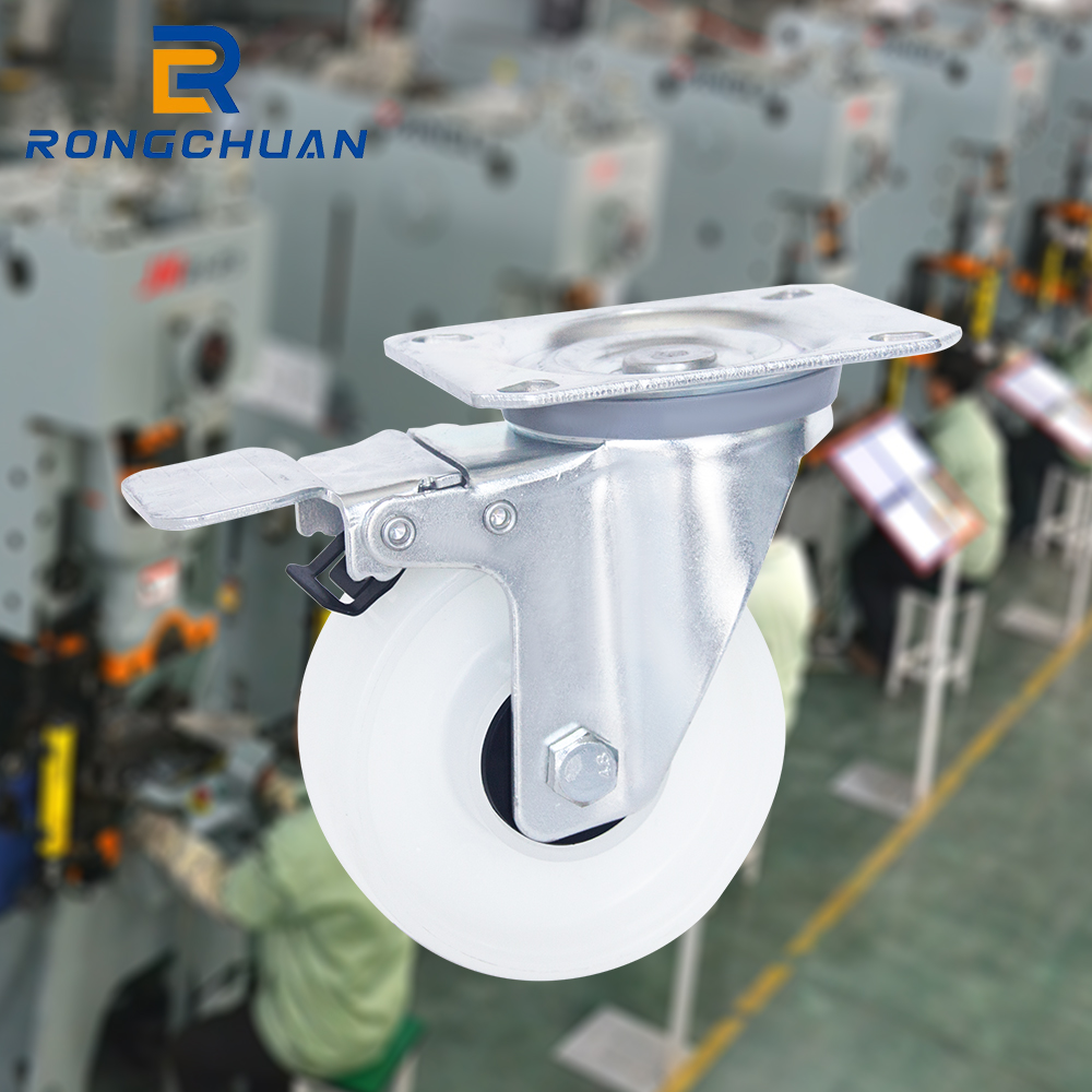 European Style Durable 4 Inch Medium Duty PP Casters Brake Type  Caster Wheel