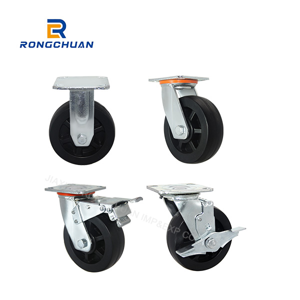 4/5/6/8inch Heavy duty black PP casters OEM custom style factory direct sales