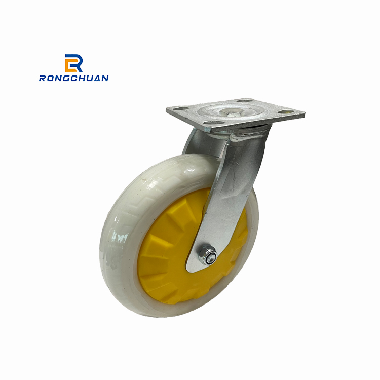 Wholesale Price Heavy Duty Caster Wheel White Nylon Tread With Yellow PP core Caster Load 550KGS