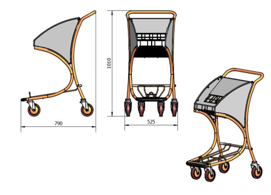 Stainless Steel Duty Free Shop Hand Cart Airport Shopping Cart Airport Trolley