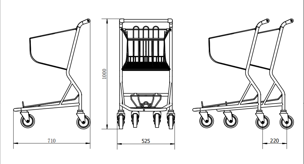 4 Wheel Duty Free Shop Shopping Trolleys Carts Airport Luggage Cart Shopping Cart Airport Trolley