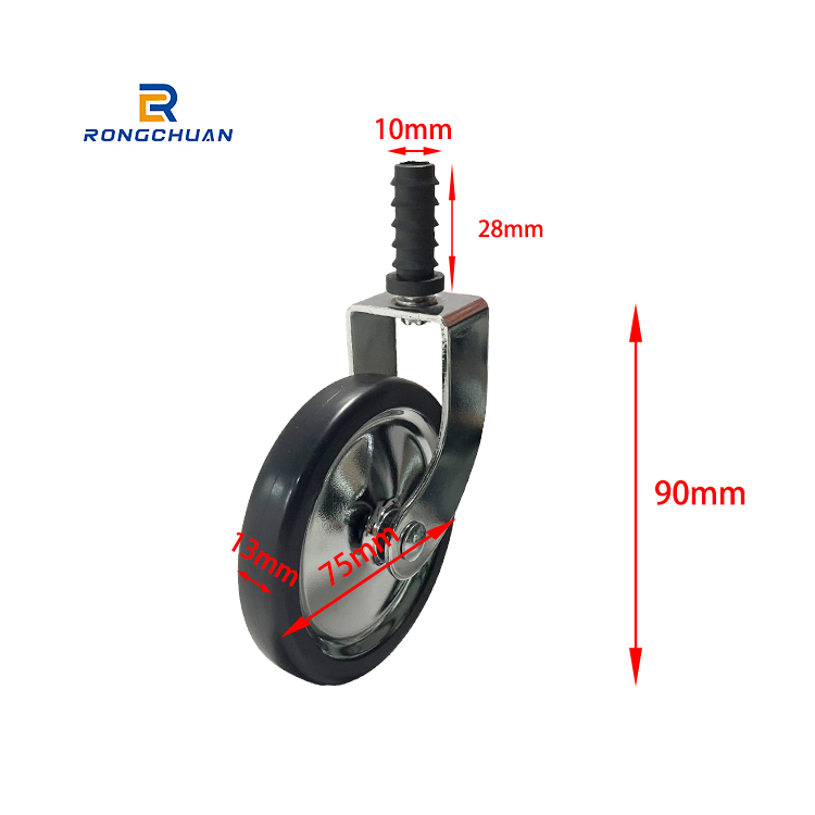 3 Inch Universal Restaurant Cart Caster Wheel Iron Core With TPR Tread Mute Furniture Castor