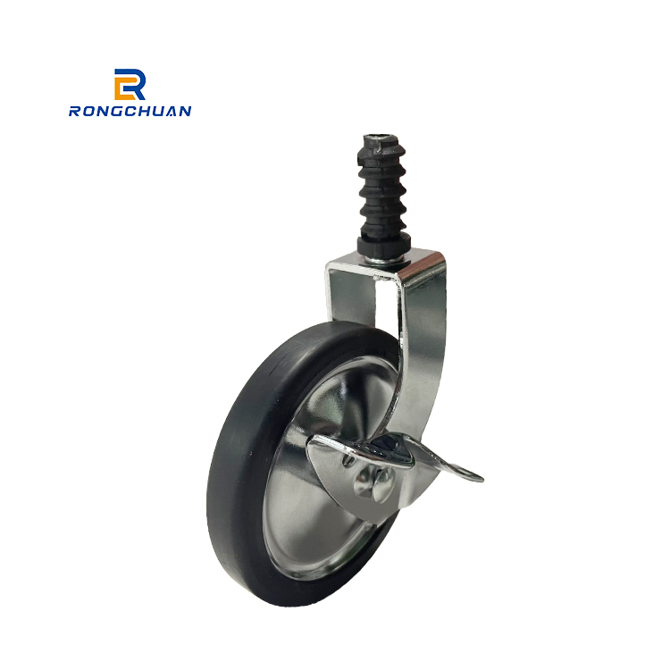 3 Inch Universal Restaurant Cart Caster Wheel Iron Core With TPR Tread Mute Furniture Castor