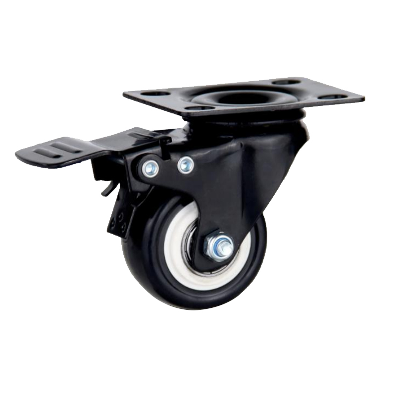 1.5/2/2.5 Inch PVC Caster Wheels Fixed Swivel With Brake Small Wheel For Furniture Double Bearing