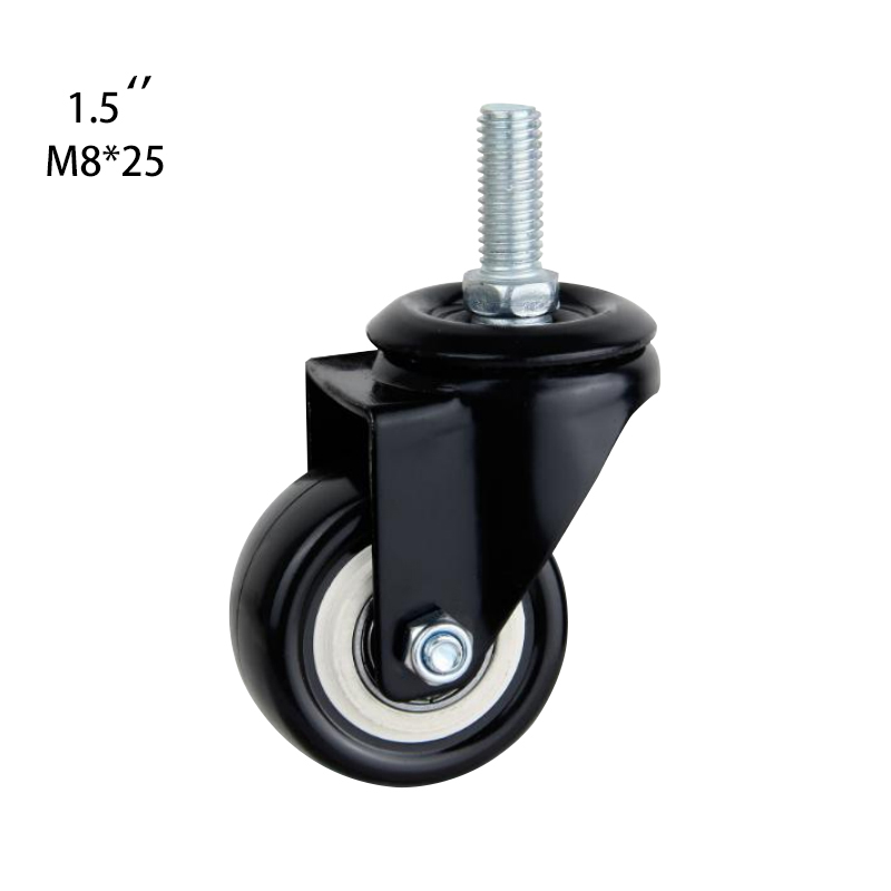 1.5/2/2.5 Inch PVC Caster Wheels Fixed Swivel With Brake Small Wheel For Furniture Double Bearing