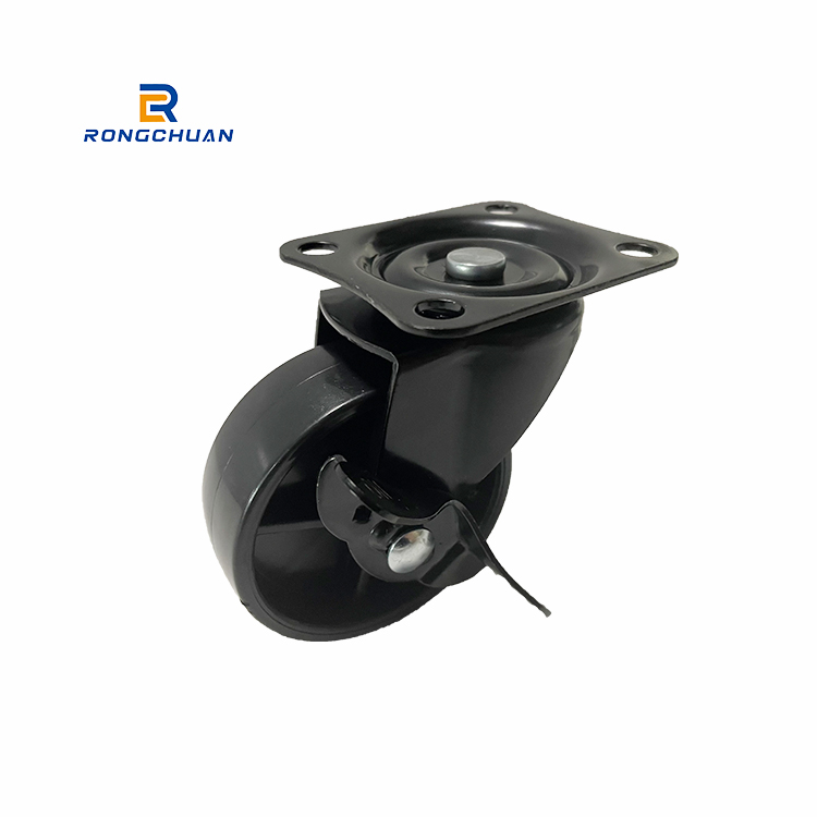 3 Inch Black PP Wheel Caster Swivel With Side Brake Applicable To Industry