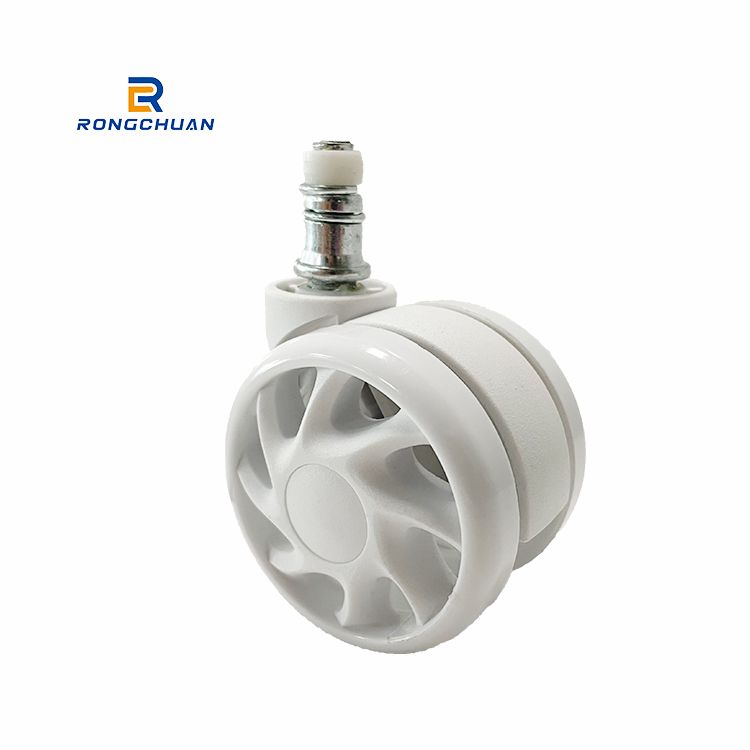 60MM Pure White PU/PVC Furniture Caster Wheel Double Wheel Stylish design Standard Compliant Stem