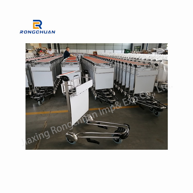 3 Wheel Airport Trolley Hand Cart With Brake Nature Rubber Wheel