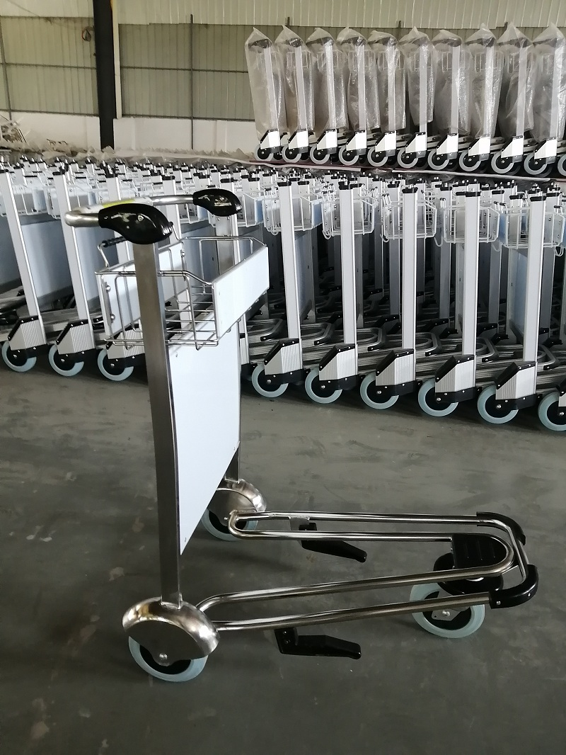 3 Wheel Airport Trolley Hand Cart With Brake Nature Rubber Wheel