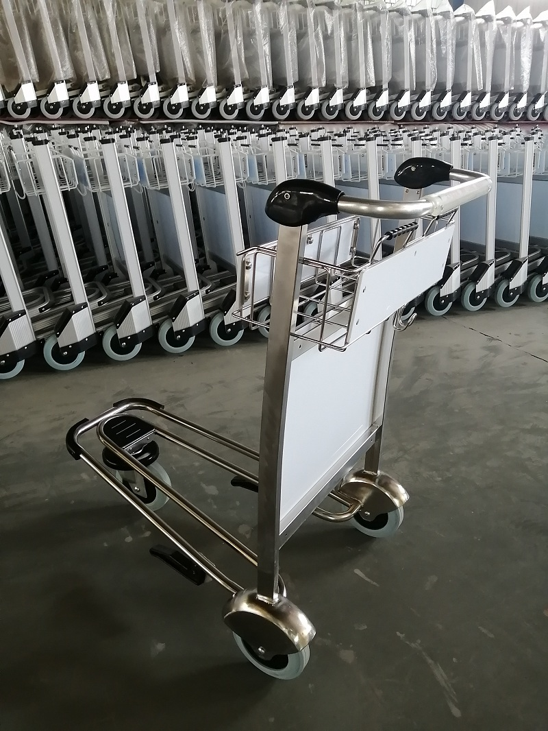 3 Wheel Airport Trolley Hand Cart With Brake Nature Rubber Wheel