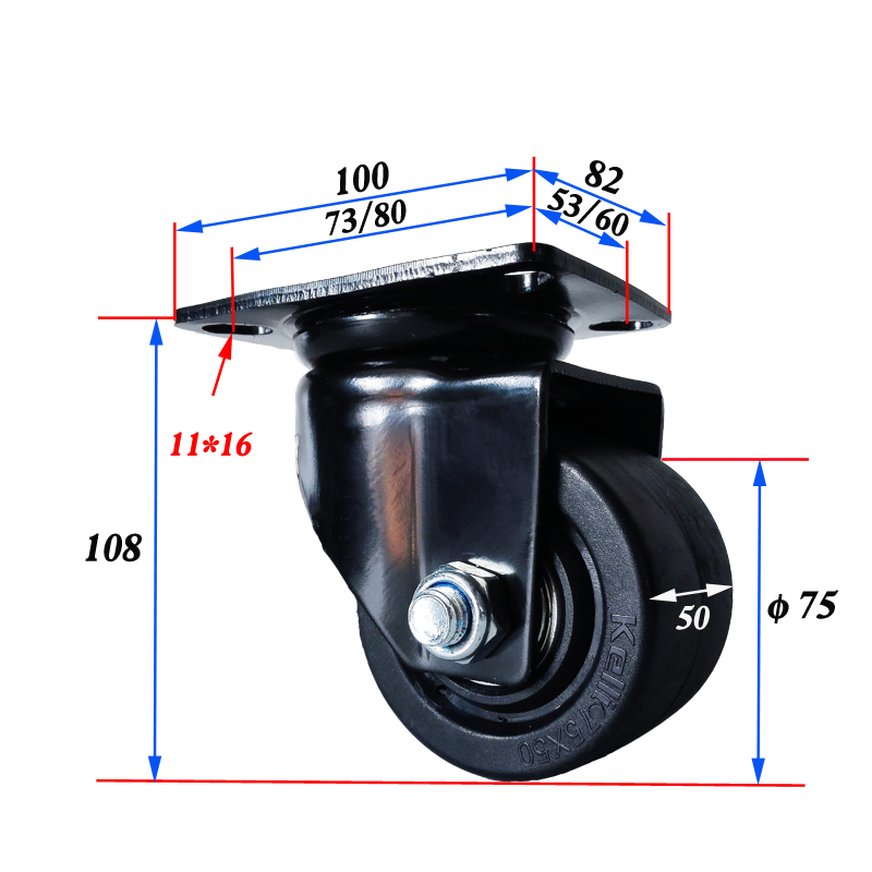 Adjustable Low Gravity Nylon Caster Wheel USA Style High Quality 3 Inch for Large Machinery