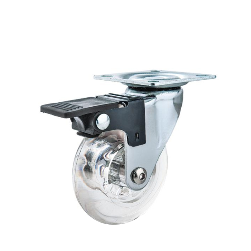 1.5/2/3 Inch Fully Transparent Caster Wheels With Double Brake Heavy Duty Furniture Caster High Load Capacity