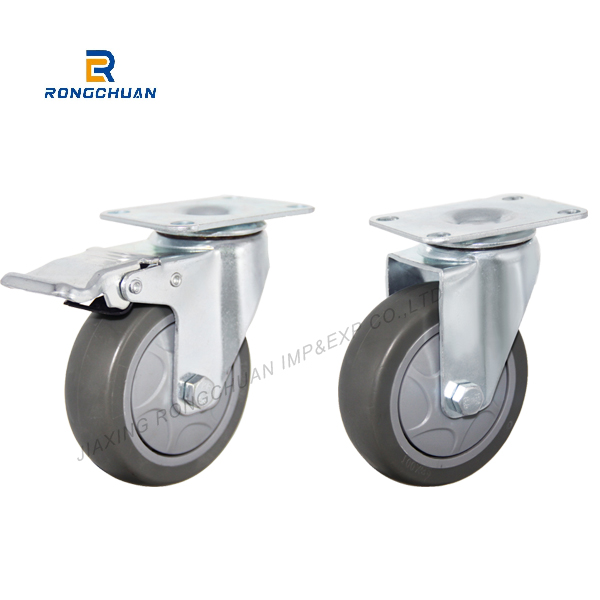 TPR Casters Wheels Manufacturer Swivel Plate Castor 3/4/5 inch With Brake Caster Wheel