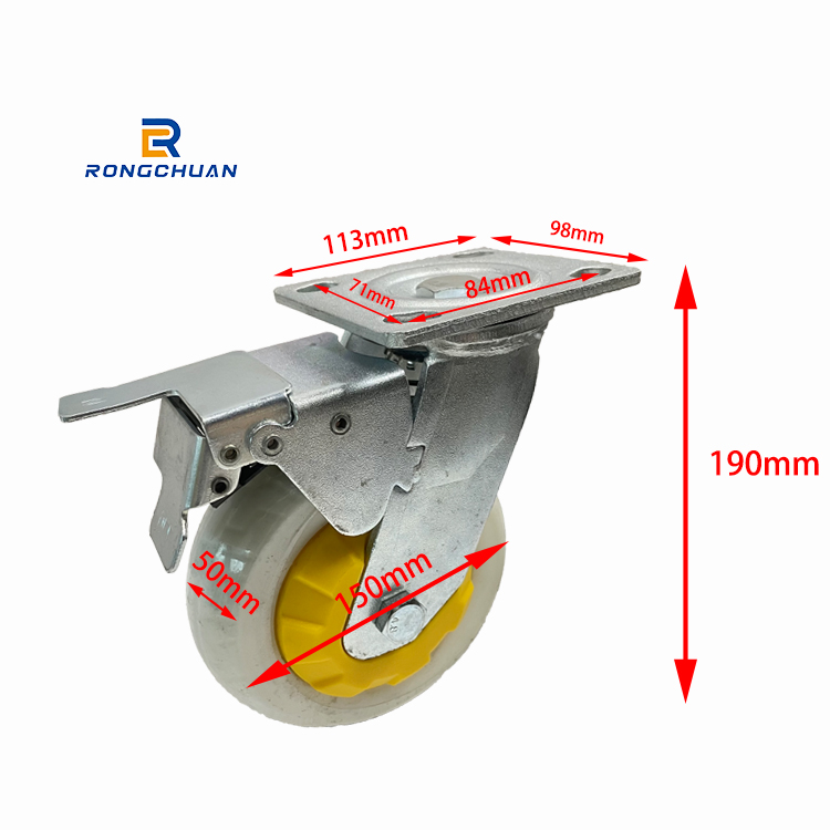Wholesale Price Heavy Duty Caster Wheel White Nylon Tread With Yellow PP core Caster Load 550KGS
