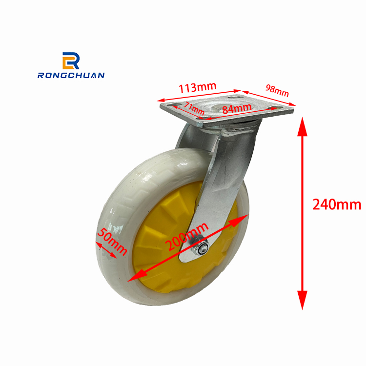 Wholesale Price Heavy Duty Caster Wheel White Nylon Tread With Yellow PP core Caster Load 550KGS
