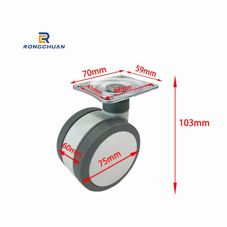High Quality TPR Medical Caster Wheel Double Wheel Swivel With Brake TPR Tread With PP Core For Hospital Bed