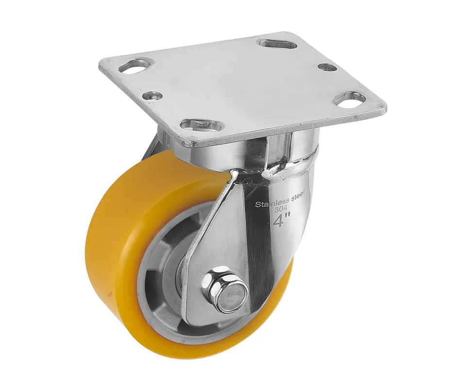 Impact Resistance Stainless Steel Casters Wheels Wholesale 4/5/6/8 Inch PU Industrial Trolly caster wheels