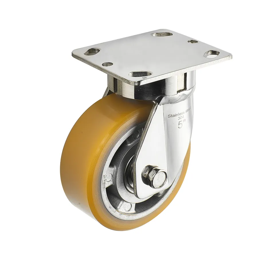 Impact Resistance Stainless Steel Casters Wheels Wholesale 4/5/6/8 Inch PU Industrial Trolly caster wheels