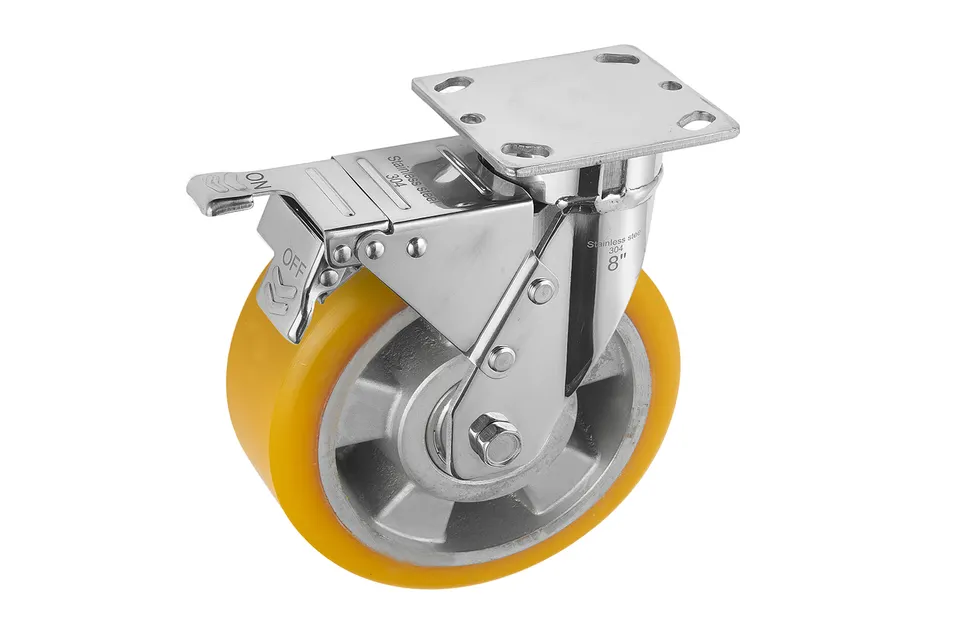 Impact Resistance Stainless Steel Casters Wheels Wholesale 4/5/6/8 Inch PU Industrial Trolly caster wheels