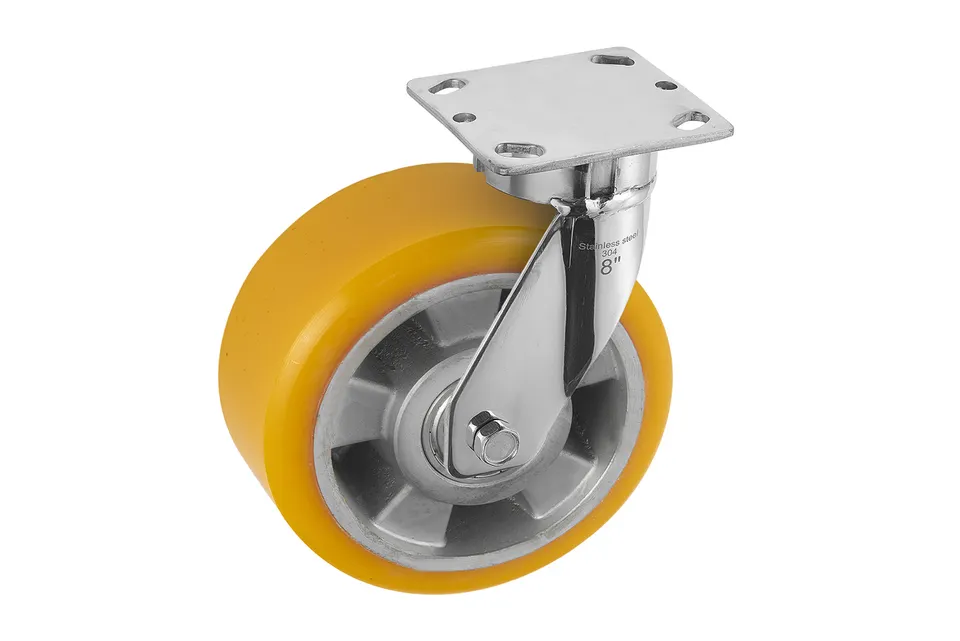 Impact Resistance Stainless Steel Casters Wheels Wholesale 4/5/6/8 Inch PU Industrial Trolly caster wheels