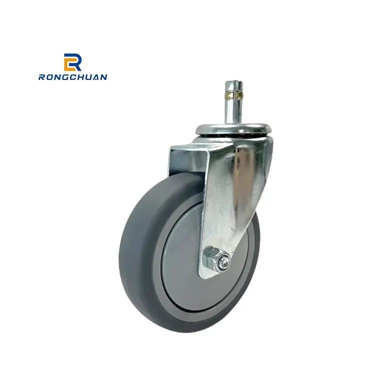 4 Inch Rotating PU Wheel Castor Swivel Stem Trolley Industrial Office Chair TPR Heavy Duty Caster Wheel